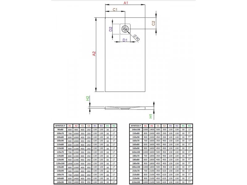 Купить Поддон для душа Radaway Kyntos F, 180 x 100 см, прямоугольный, HKF180100-04