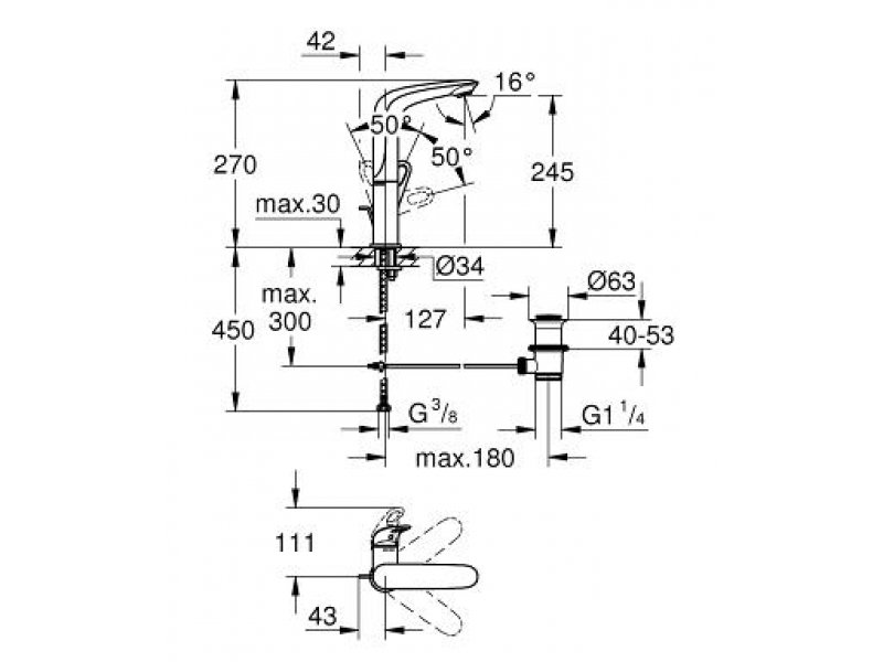 Купить Смеситель для раковины Grohe Eurostyle 2015 23569LS3, с донным клапаном, белая луна