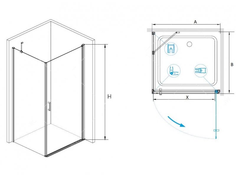 Купить Душевой уголок RGW LE-34, 06123478-11, 70 х 80 x 195 см, дверь распашная, стекло прозрачное, хром