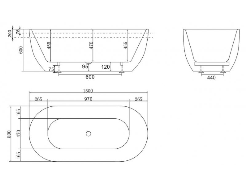 Купить Ванна акриловая BelBagno BB70-1500-800, 150 х 80 см