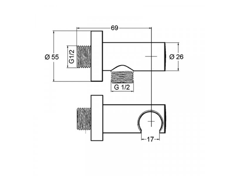 Купить Шланговое подсоединение и держатель для душа DN 15 Kludi, 6054705-00, 1/2*1/2