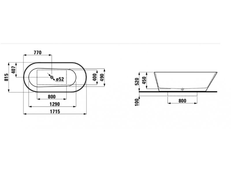 Купить Ванна отдельностоящая Laufen из материала Sentec Kartell, 171.5 x 81.5 см, 2.2633.2.000.000.1