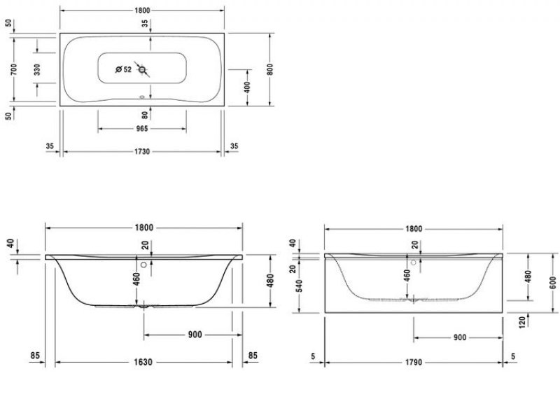 Купить Ванна акриловая Duravit PuraVida 7001820000000 180 х 80 см