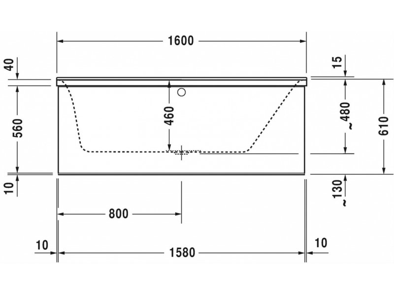 Купить Ванна акриловая Duravit P3 Comforts 700372000000, 160 х 70 см (173003.0000)