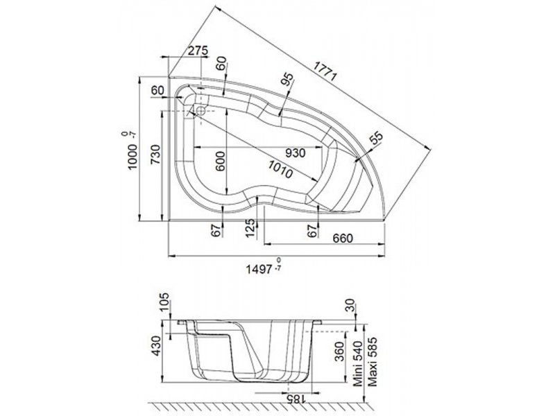 Купить Ванна гидромассажная акриловая Jacob Delafon MICROMEGA DUO Energy, правая 170 х 105 см , E5EN1180-00