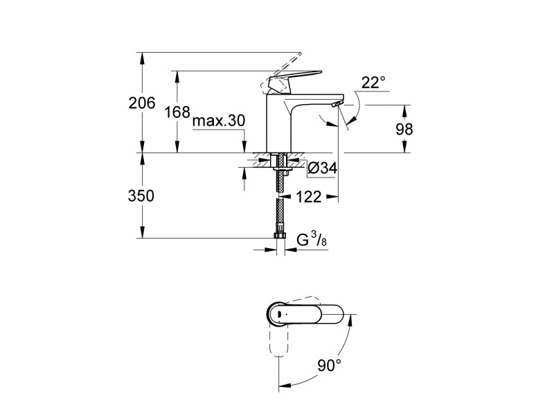 Купить Смеситель для раковины Grohe Eurosmart Cosmopolitan 2339800E, хром