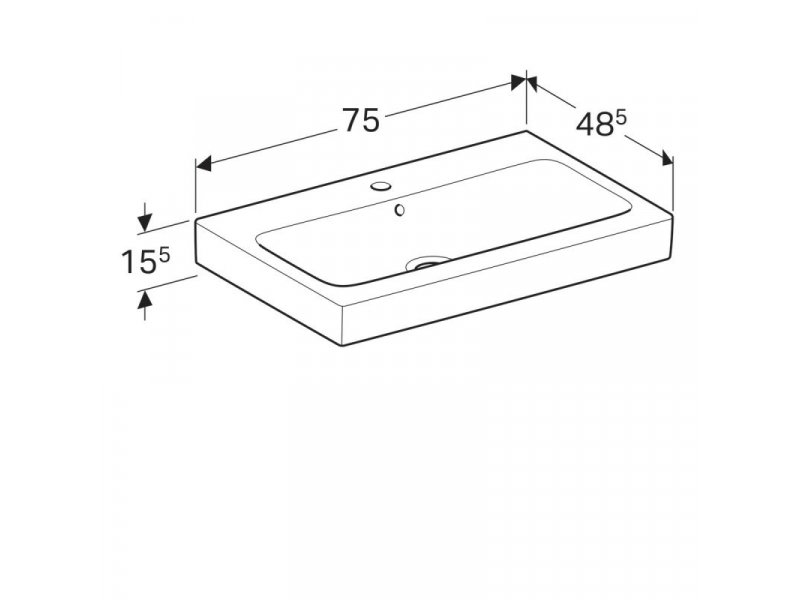 Купить Раковина Geberit iCon 124075000, 75 х 48,5 см, перелив и отверстие под смеситель по центру, белая