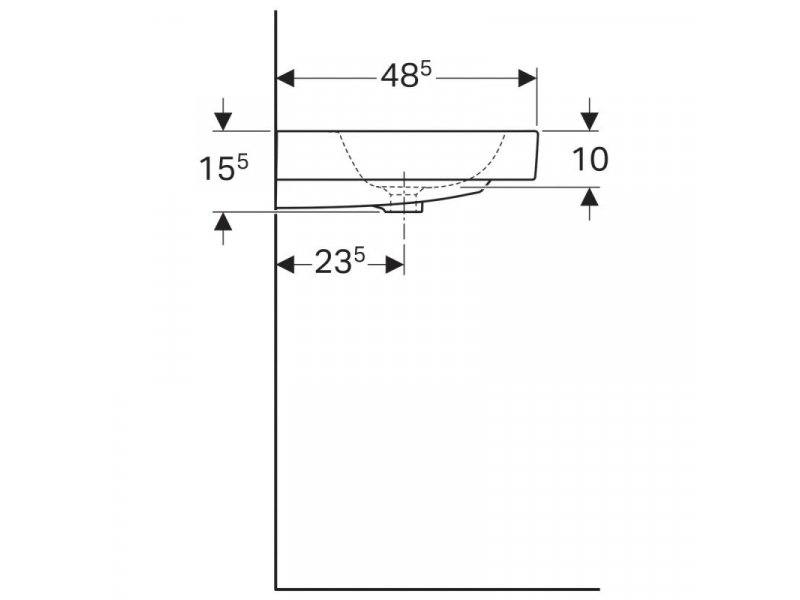 Купить Раковина Geberit iCon 124075000, 75 х 48,5 см, перелив и отверстие под смеситель по центру, белая