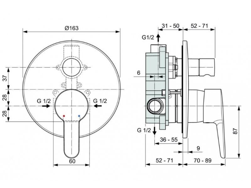 Купить Смеситель Ideal Standard Sesia встраиваемый для ванны и душа, хром, A6945AA