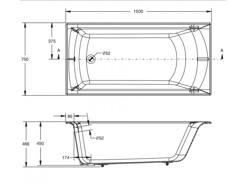 Купить Ванна чугунная Jacob Delafon Biove E6D903-0, 150 x 75 см, цвет белый