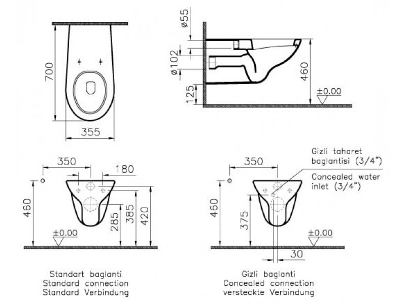 Купить Подвесной унитаз Vitra Arkitekt 5112B003-0850