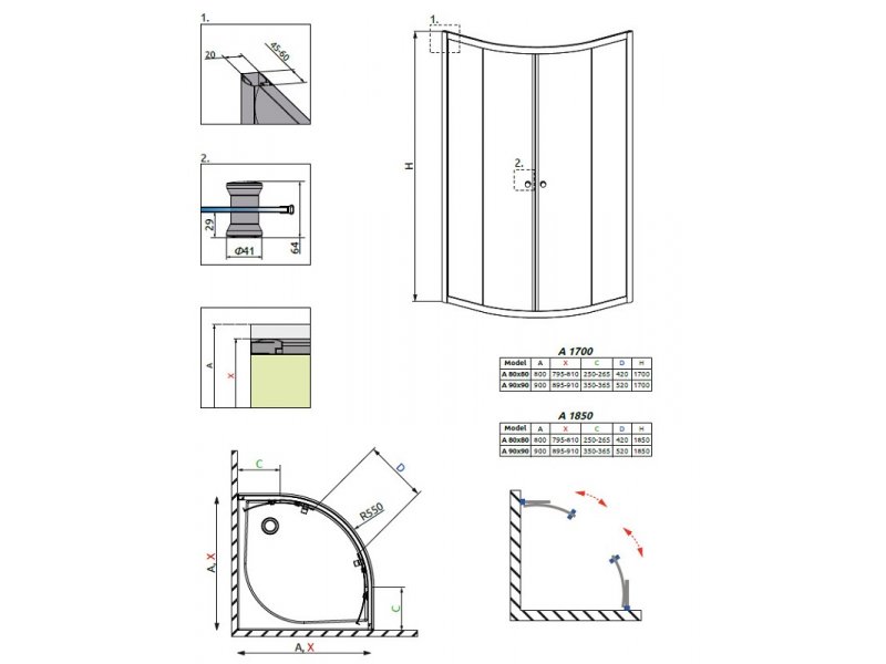 Купить Душевой уголок Radaway Classic A 80 x 80 х 185 см, стекло прозрачное, профиль хром, 30010-01-01