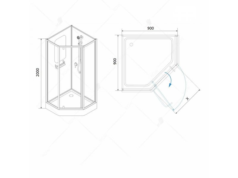 Купить Душевая кабина RGW OLB-214 13131499-95, 90 x 90 см, профиль - белый