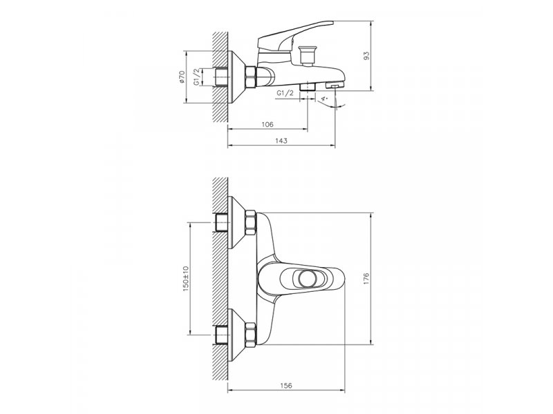 Купить Смеситель Decoroom DR21035, для ванны и душа, хром
