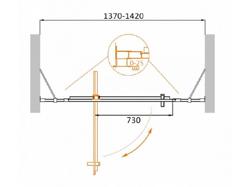 Купить Душевая дверь Cezares Molveno-BA-12-100+40-P-Cr, 140 x 190 см, стекло текстурное Punto, хром