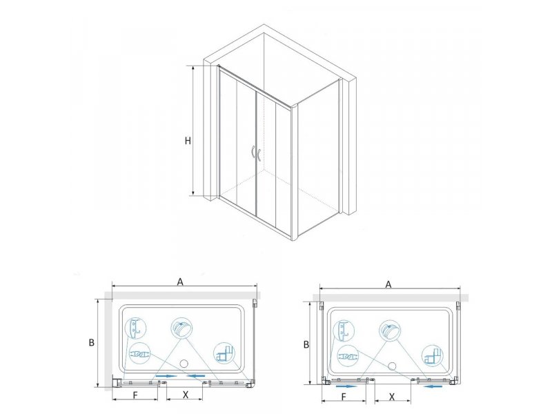 Купить Душевой уголок RGW PA-41, 01084193-21, 90 х 130 x 195 см, дверь раздвижная, стекло матовое, хром