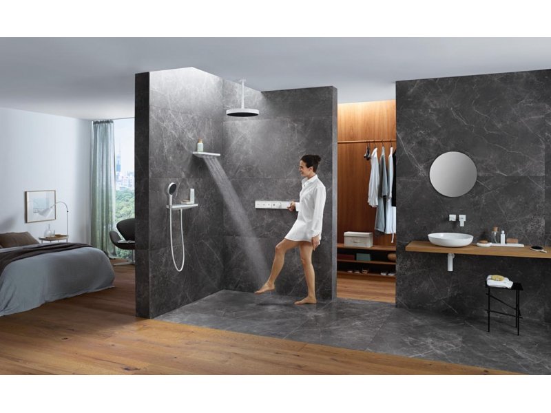 Купить Боковой душ с полкой Hansgrohe Rainfinity 500 1jet 26243700, белый матовый