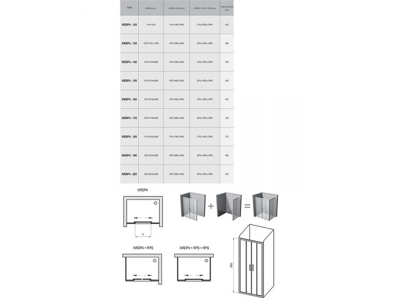 Купить Душевая дверь Ravak NRDP4-190, профиль белый, витраж грейп, 0ONL0100ZG