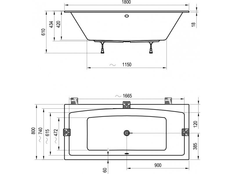 Купить Акриловая ванна Ravak Formy 02 Slim, 180 x 80 см, белая, C891300000