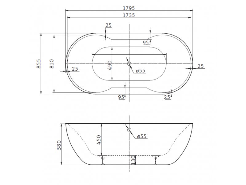 Купить Ванна акриловая BelBagno BB28 179.5 x 85.5 см