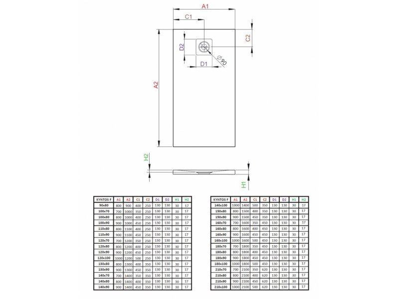 Купить Поддон для душа Radaway Kyntos F, 110 x 80 см, прямоугольный, HKF11080-04