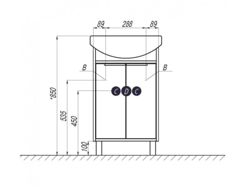 Купить Тумба с раковиной Акватон Рико 50 см 1A2124K1RIB90