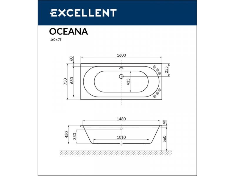 Купить Ванна гидромассажная Excellent Oceana 160 x 75 см, SMART, хром