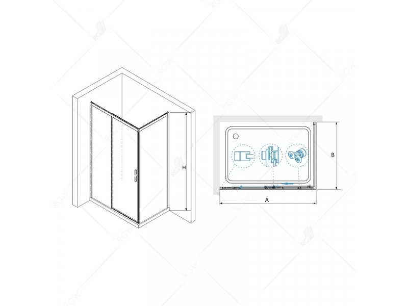Купить Душевой уголок RGW LE-41, 34124185-11, 150 х 80 x 195 см, стекло прозрачное, профиль хром