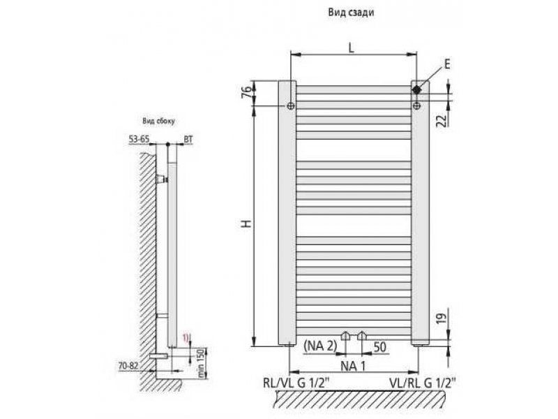 Купить Полотенцесушитель Kermi Basic-50 Edelstahl E001M180050DXXK, высота 52,4 см, ширина 177 см, нержавеющая сталь, полированная