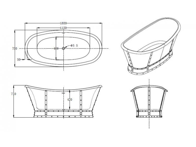 Купить Ванна акриловая BelBagno BB33 168 x 78 x 71 см, цвет белый (bianco)