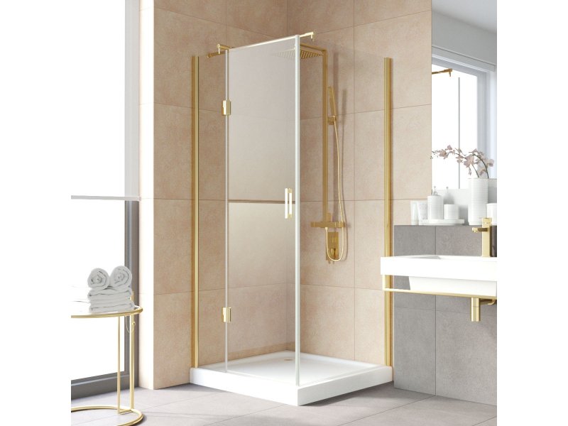 Купить Душевой уголок Vegas Glass AFP-Fis Lux, 100 x 90 x 199.5 см, профиль золото, стекло прозрачное