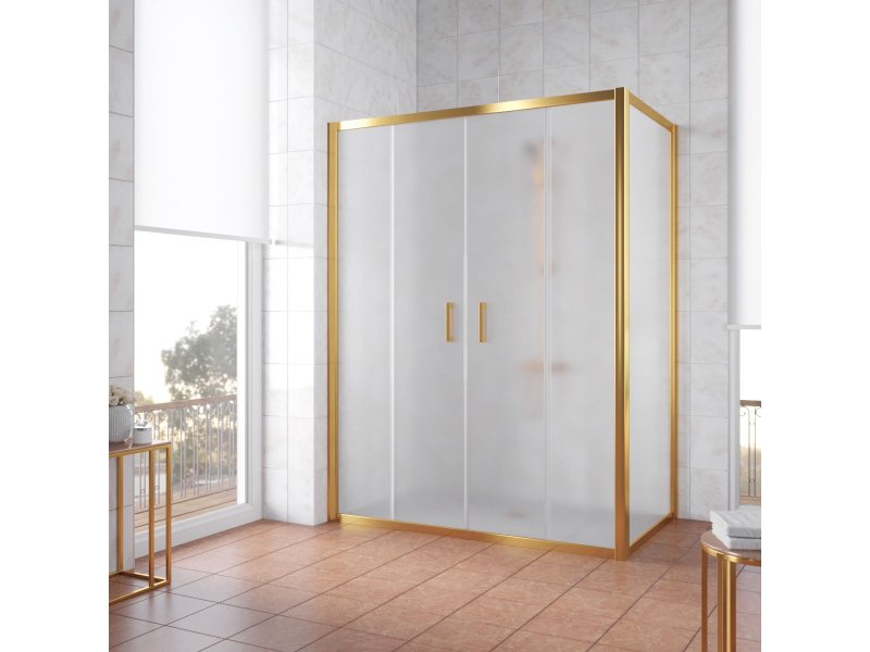 Купить Душевой уголок Vegas Glass Z2P+ZPV, 220 x 70 x 190 см, профиль золото, стекло сатин