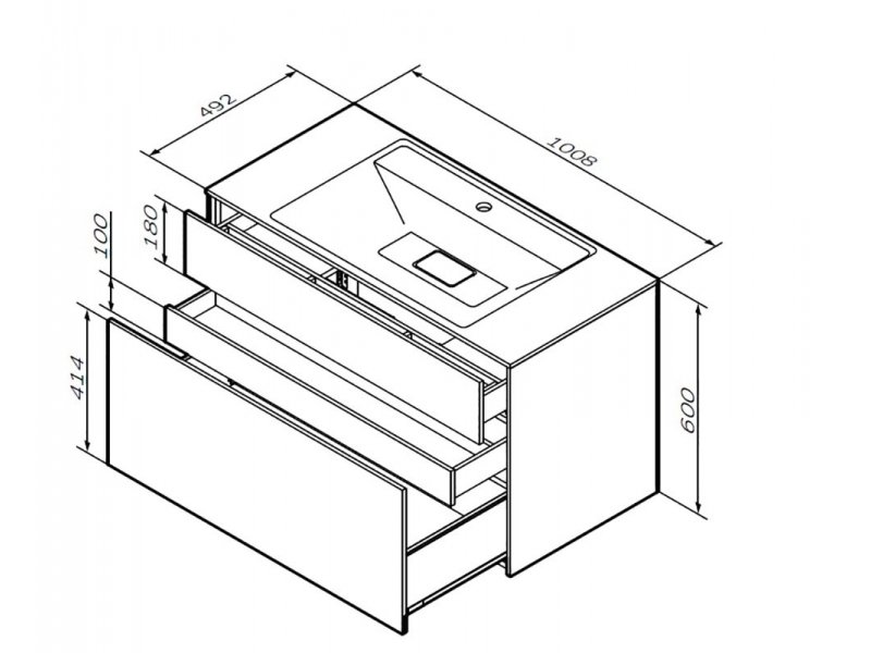 Купить Тумба под раковину Am.Pm Inspire 2.0 M50AFHX1003WM подвесная 100 см, 3 ящика, цвет белый, матовый