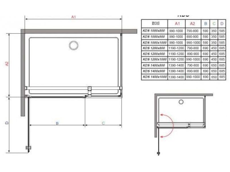 Купить Душевой уголок Radaway EOS, 90 х 120 х 197 см, стекло прозрачное