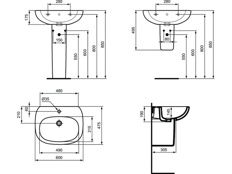 Купить Раковина Ideal Standard Tesi T351401 60 см