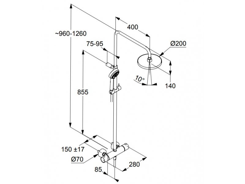 Купить Душевая система Kludi Logo Dual Shower System 6809205-00 с термостатом, ручная лейка 3S