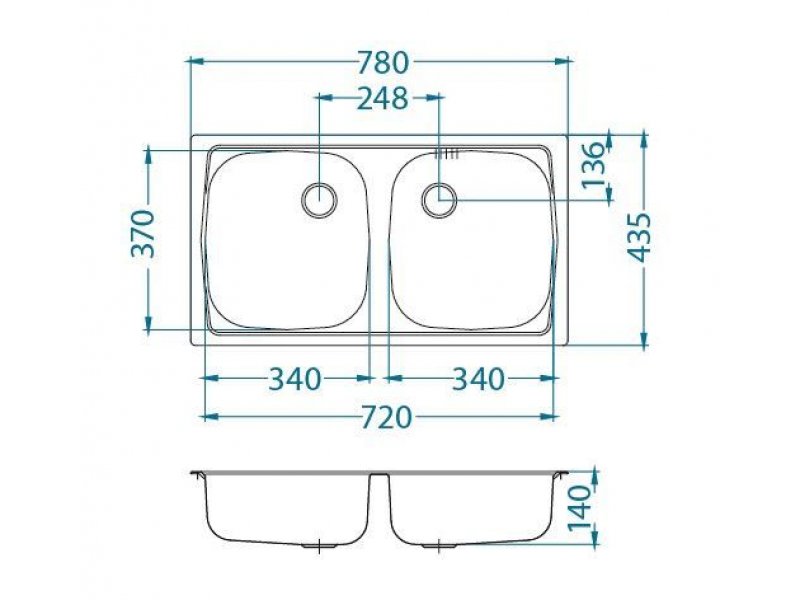 Купить Мойка кухонная Alveus BASIC 160 LEI-90 780 x 435 1049434