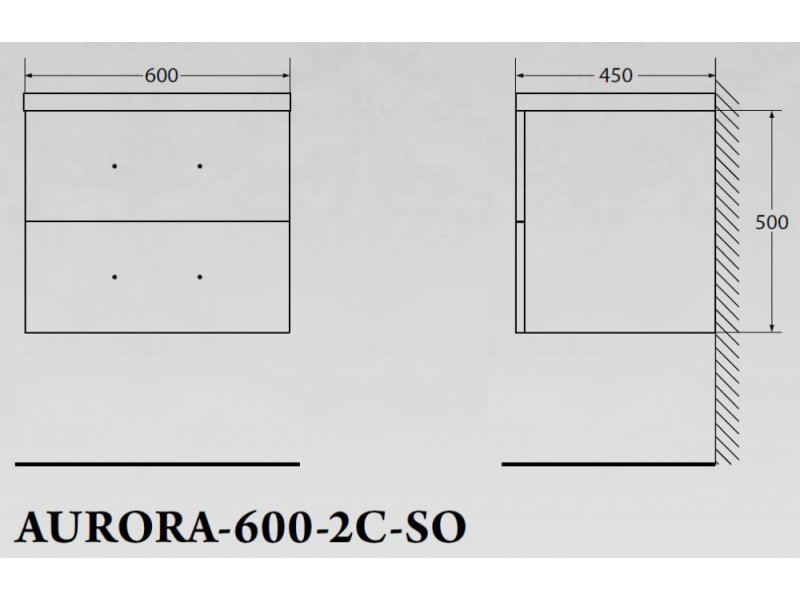 Купить Тумба под раковину BelBagno Aurora AURORA-600-2C-SO-RNN подвесная (2 ящ.)