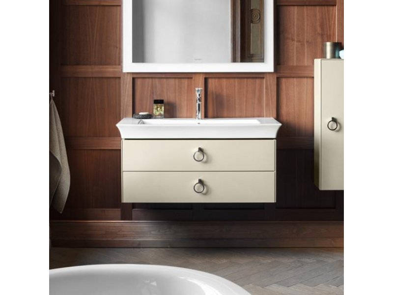 Купить Тумба под раковину Duravit White Tulip 105 см подвесная, 2 ящика, белый глянцевый, WT435208585 + UV986307777