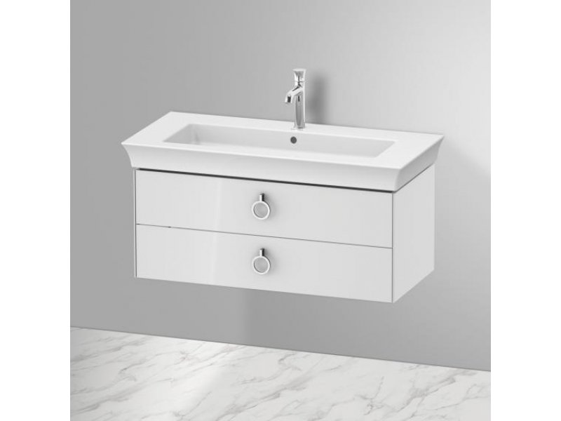 Купить Тумба под раковину Duravit White Tulip 105 см подвесная, 2 ящика, белый глянцевый, WT435208585 + UV986307777