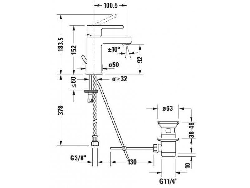 Купить Смеситель Duravit B.2 B11010001010 для раковины