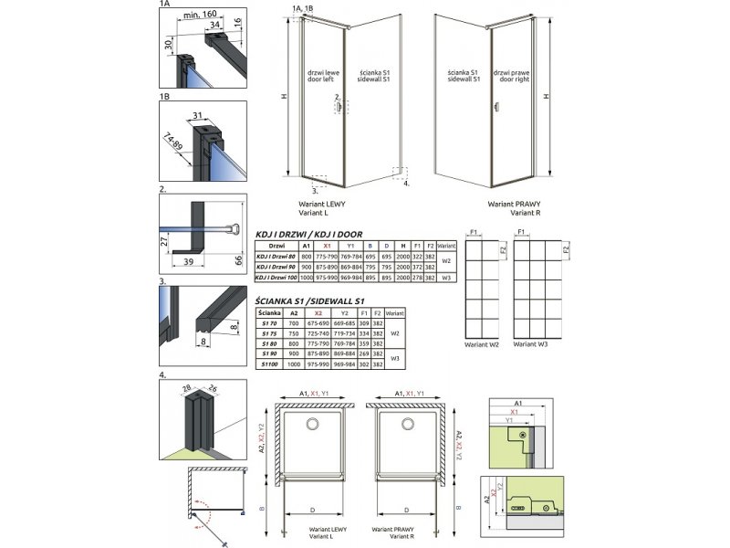 Купить Душевой уголок Radaway Nes Black KDJ I Factory, 100 x 90 см, левая дверь, стекло Factory, профиль черный