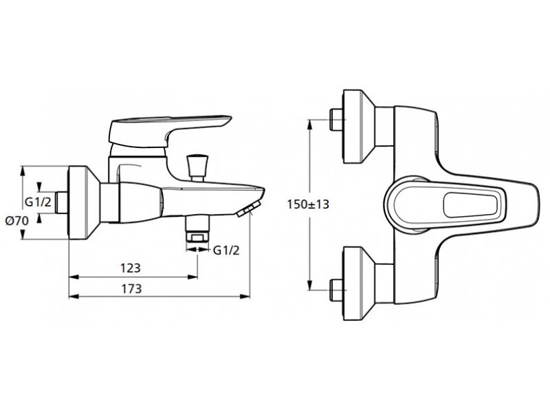 Купить Смеситель Ideal Standard Ceramix Blue B9490AA настенный для ванны/душа, хром