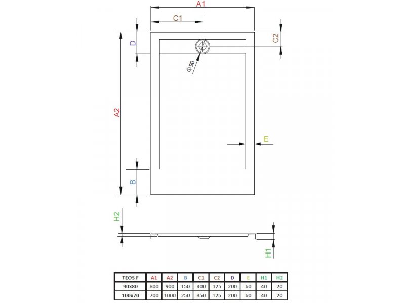 Купить Поддон для душа Radaway Teos F, 100 x 70 см, прямоугольный, HTF10070-74