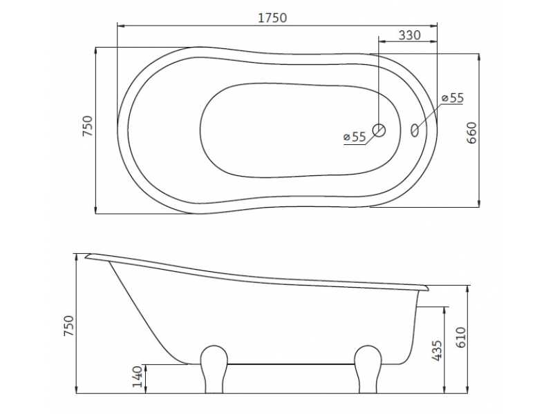 Купить Ванна акриловая BelBagno, BB02BAFS-BRN - Бронза