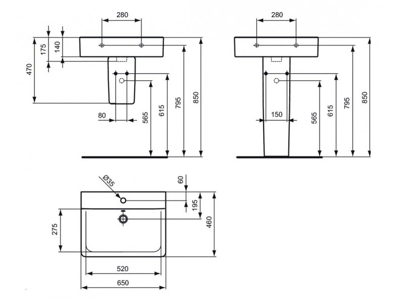 Купить Раковина Ideal Standard Connect Cube 65 см, белый, E773001