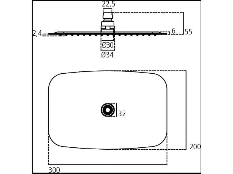 Купить Верхний душ Ideal Standard IdeaRain LUXE B0390MY, 20*30 см, 1 режим струи, без держателя