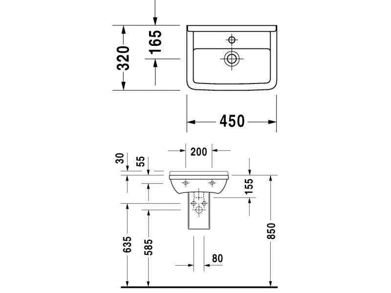 Купить Раковина Duravit Starck 3 0750450000, 45*32 см