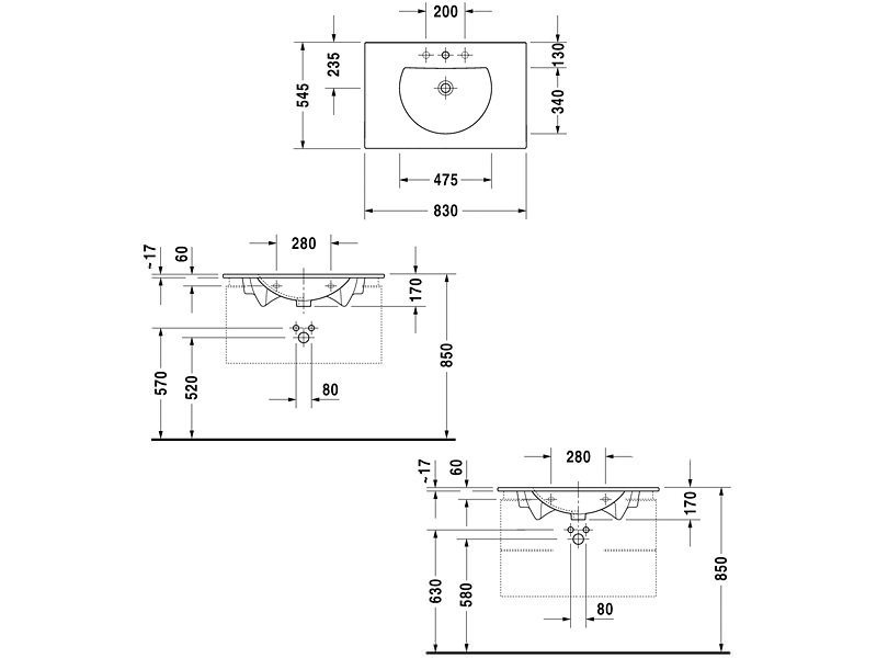 Купить Раковина Duravit Darling New 049983 00 00, 83*54,5 см