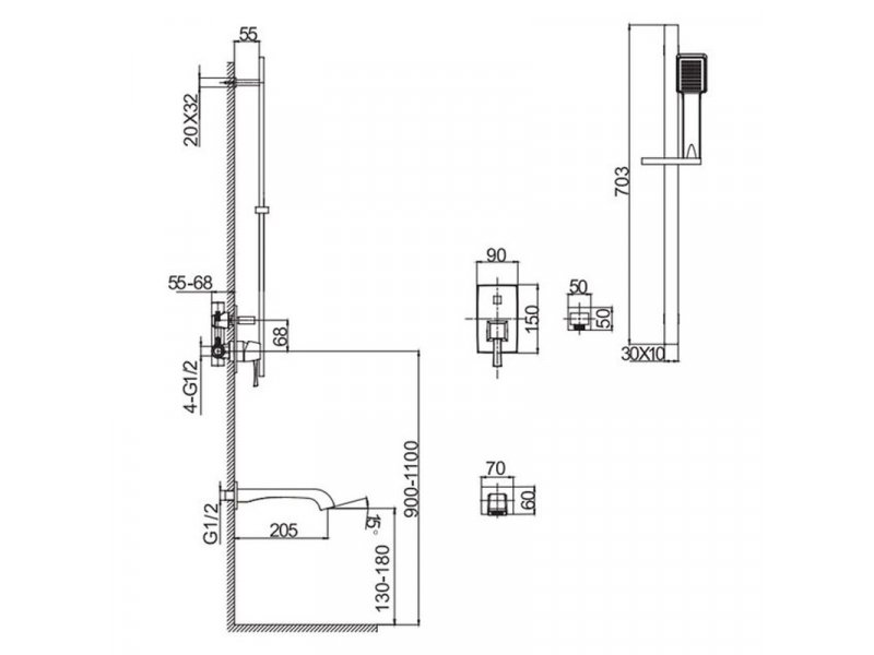 Купить Душевая система Caprigo Diamante 50-210-crm, хром